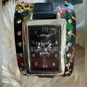 Ed Hardy Y2K Skull Watch Love Kills Slowly Watch VTG Retired